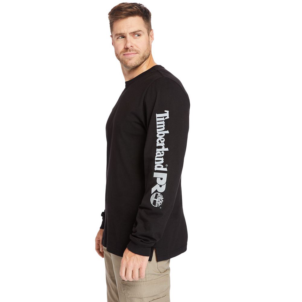 Timberland Μπλουζάκια Ανδρικα Μαυρα - Pro® Big & Tall Base Plate Long-Sleeve Wicking - Greece 823457